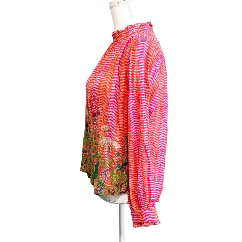 Blank London Anthropologie Womens Annona Blouse Floral Art to Wear Boho Small - Picture 6 of 10